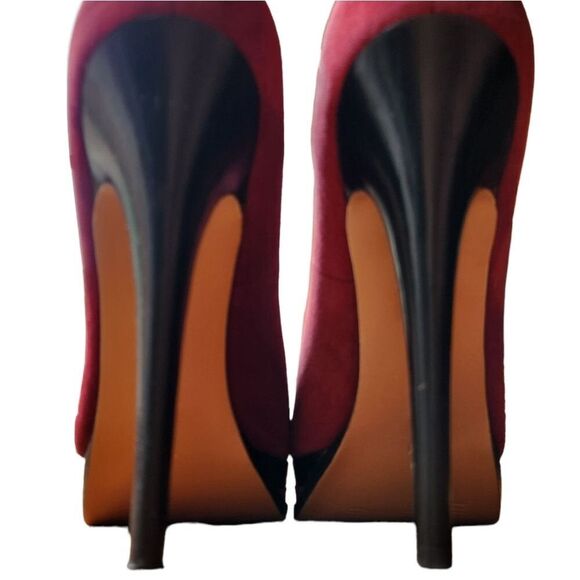 Classiques Entier Heels Platform‎ Stilettos Red Pink Burgundy Suede Flower 7.5 - Picture 9 of 12